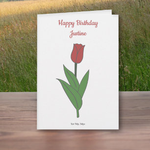 Carte d'anniversaire de la Fleur de Tulipe Rouge b