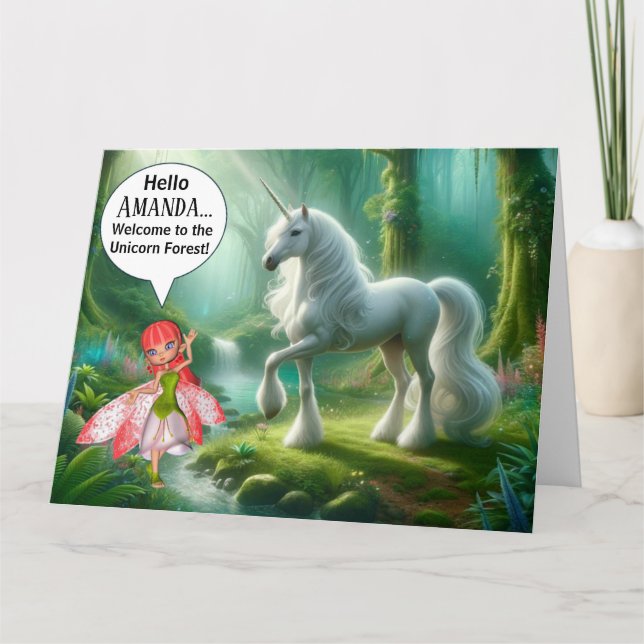 Carte d'anniversaire de la forêt de Unicorn (Devant)