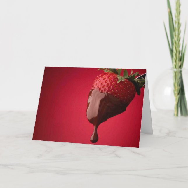 Carte d'anniversaire de la fraise couverte au choc (Devant)