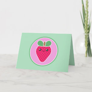 Carte d'anniversaire de la fraise Kawaii