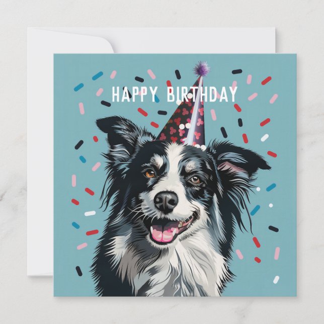Carte d'anniversaire de la frontière Collie (Devant)