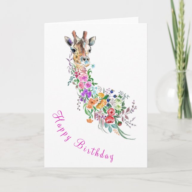 Carte d'anniversaire de la Giraffe Flowers (Devant)