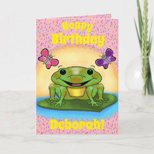Carte d'anniversaire de la grenouille joyeuse