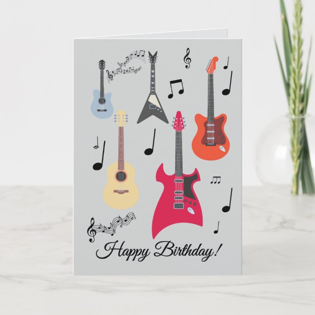 Carte d'anniversaire de la guitare (Devant)