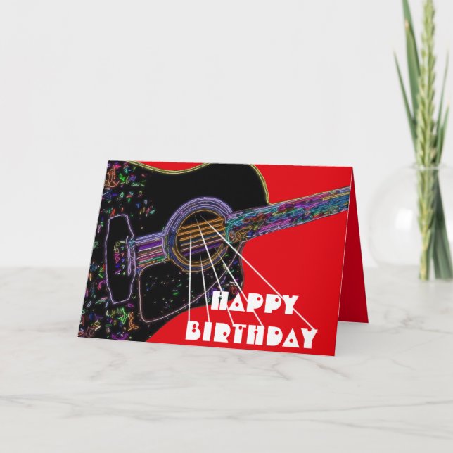 Carte d'anniversaire de la guitare psychédélique (Devant)