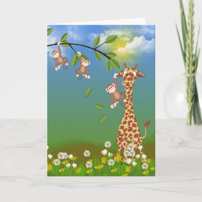 Carte d'anniversaire de la jungle juvénile (Devant)