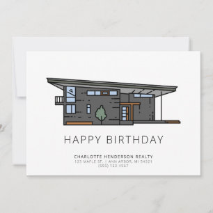 Carte d'anniversaire de la maison moderne du milie