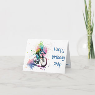 Carte d'anniversaire de la marine et du cycliste r