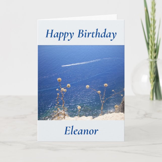 Carte d'anniversaire de la mer bleue grecque (Devant)