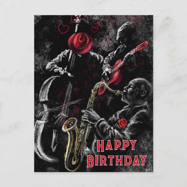 Carte d'anniversaire de la musique jazz (Devant)