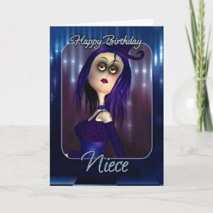 Carte d'anniversaire de la nièce - Lune jolie poup