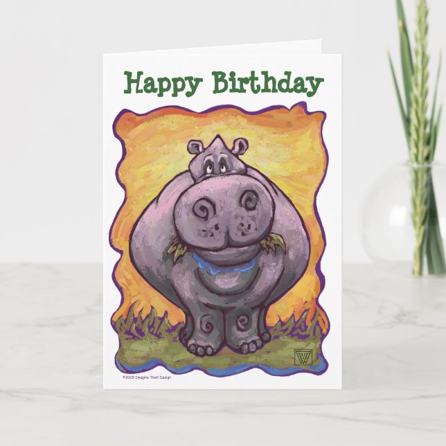 Carte d'anniversaire de la parade animale Hippopot (Devant)