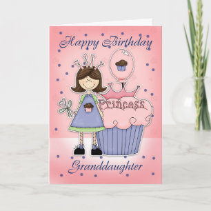 Carte d'anniversaire de la petite-fille - Cupcake 
