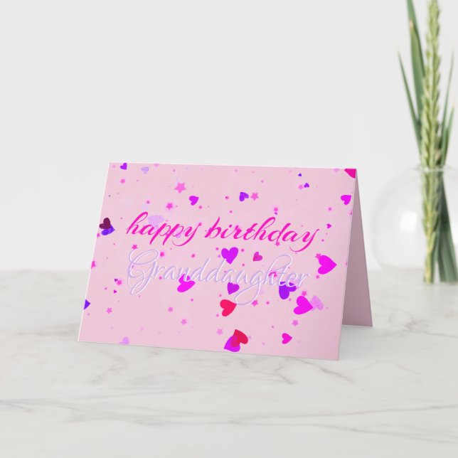 Carte d'anniversaire de la petite fille rose (Devant)