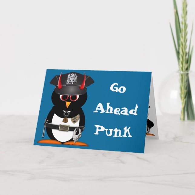 Carte d'anniversaire de la police du Malin Penguin (Devant)