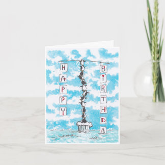 Carte d'anniversaire de la pyramide des pingouins