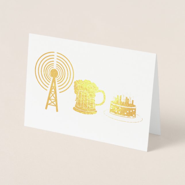 Carte d'anniversaire de la radio de jambon doré (Devant)