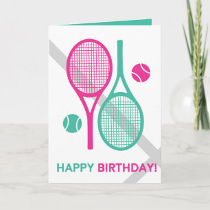 Carte d'anniversaire de la raquette de tennis vivi