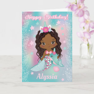 Carte d'anniversaire de la Sirène Unicorn africain