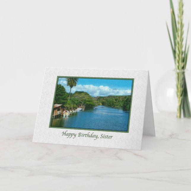 Carte d'anniversaire de la soeur avec la rivière (Devant)
