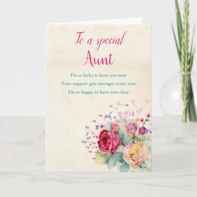 Carte d'anniversaire de la tante Florale (Devant)