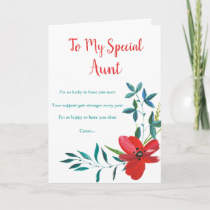 Carte d'anniversaire de la tante florale