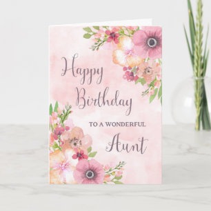 Carte d'anniversaire de la tante rose Spring Flowe