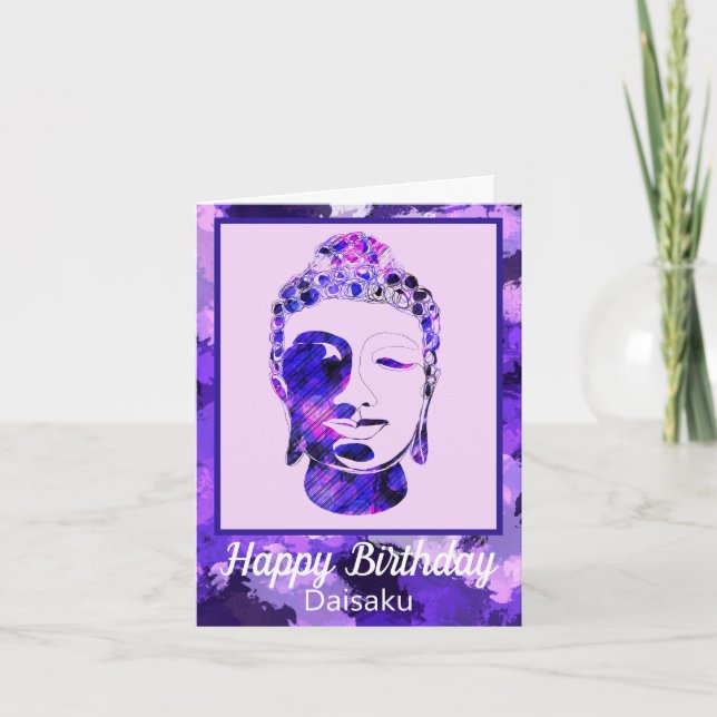 Carte d'anniversaire de la tête de bouddha motivée (Devant)