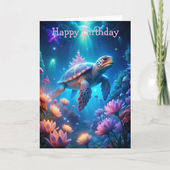 Carte d'anniversaire de la tortue (Devant)