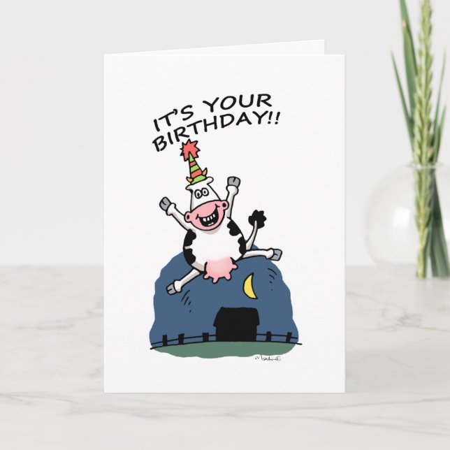 Carte d'anniversaire de la vache (Devant)