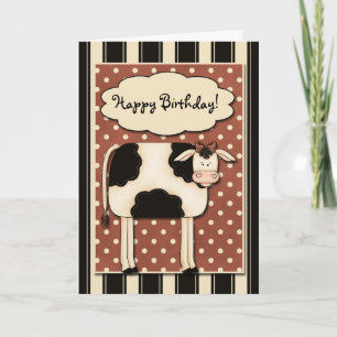 Carte d'anniversaire de la vache à patchwork