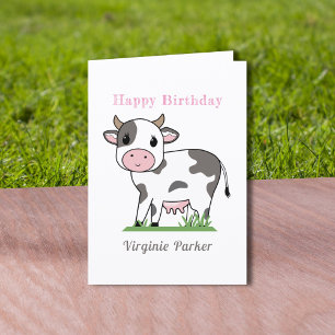 Carte d'anniversaire de la Vache mignonne