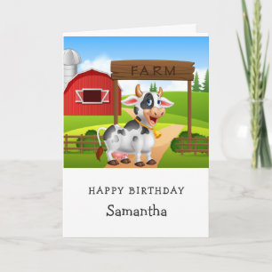 Carte d'anniversaire de la Vache mignonne 1er