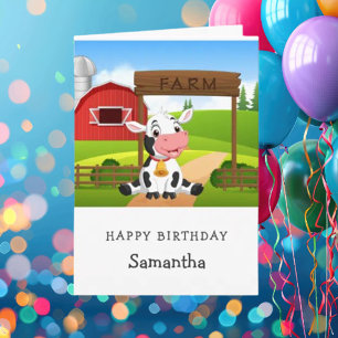 Carte d'anniversaire de la Vache mignonne 1er