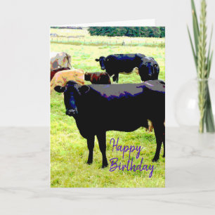 Carte d'anniversaire de la vache noire