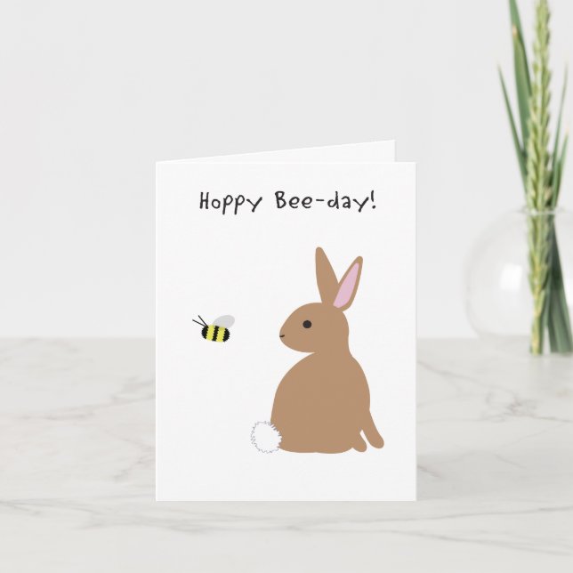 Carte d'anniversaire de l'abeille et du lapin de m (Devant)