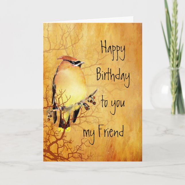 Carte d'anniversaire de l'ami Cèdre Waxwing (Devant)