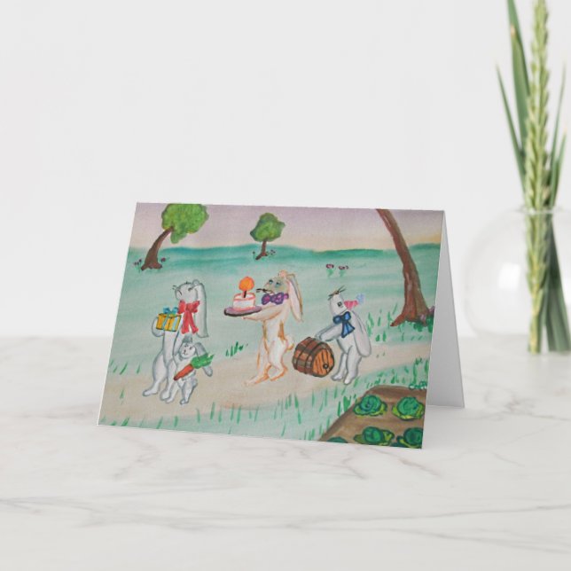 Carte d'anniversaire de lapin (Devant)