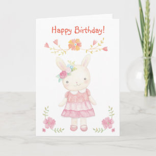 Carte d'anniversaire de lapin mignonne pour petite