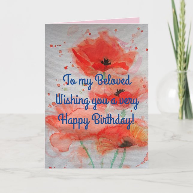 Carte d'anniversaire de l'aquarelle Bright Red Pop (Devant)