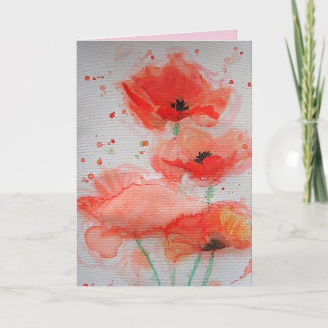 Carte d'anniversaire de l'aquarelle Bright Red Pop (Devant)