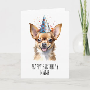 Carte d'anniversaire de l'aquarelle Chihuahua