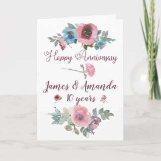 Carte d'anniversaire de l'aquarelle florale