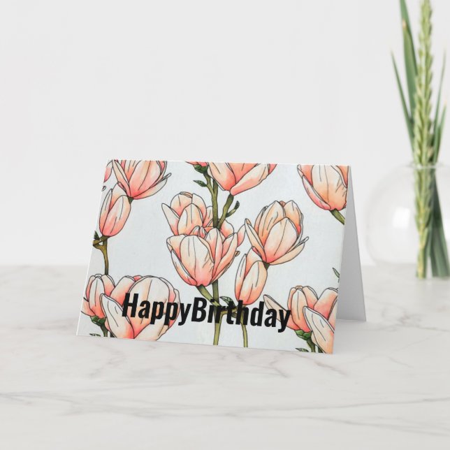 Carte d'anniversaire de l'aquarelle Magnolia (Devant)