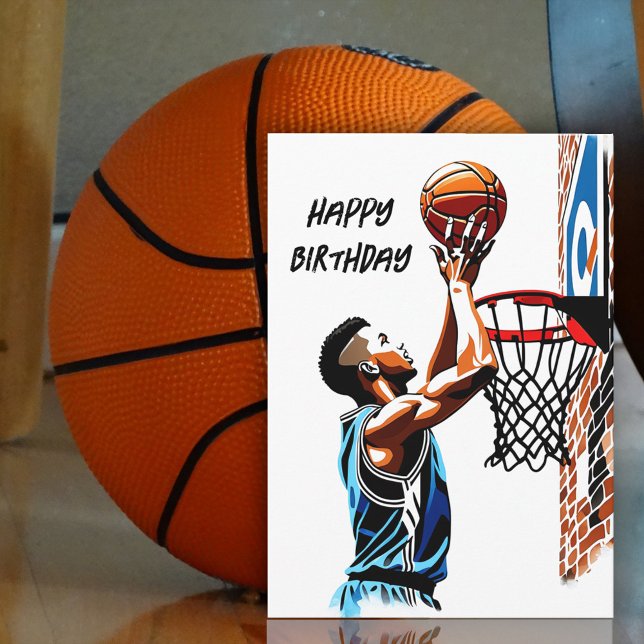 Carte d'anniversaire de l'auriculaire de basketbal (Créateur téléchargé)