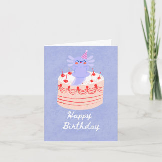 Carte d'anniversaire de l'axolotl mignonne
