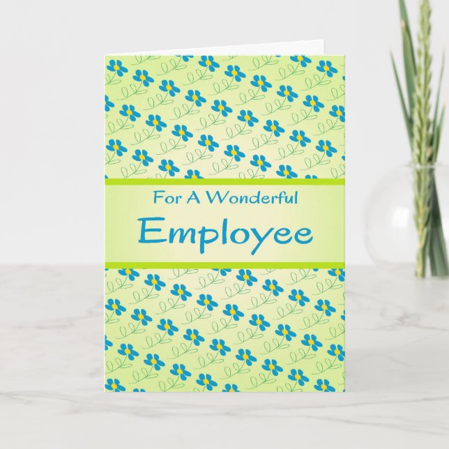 Carte d'anniversaire de l'employé avec design flor (Devant)
