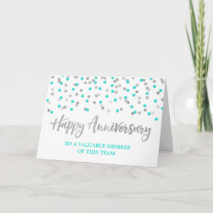Carte d'anniversaire de l'employé Confetti Turquoi