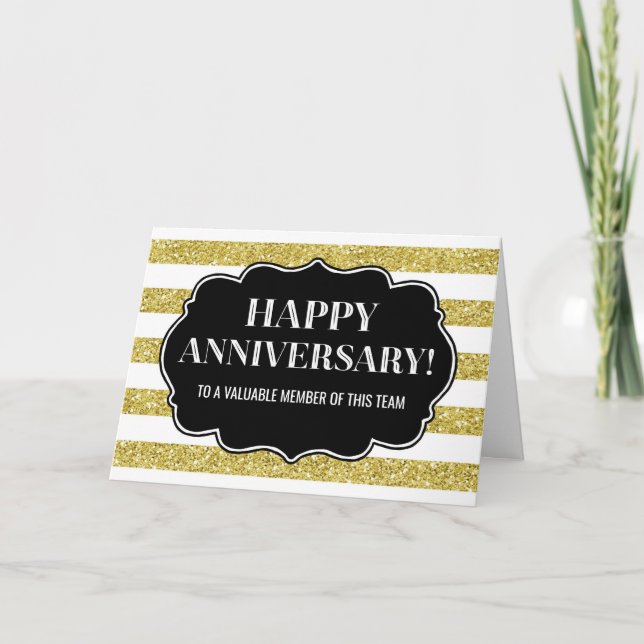 Carte d'anniversaire de l'employé Gold Stripes (Devant)
