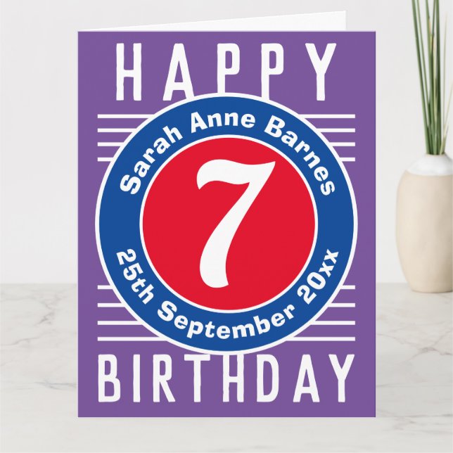 Carte d'anniversaire de l'enfant avec âge, nom et  (Devant)